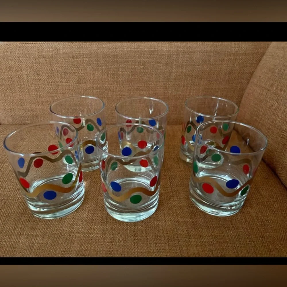 Colorful Patterned Lowball Cocktail Glasses Set
